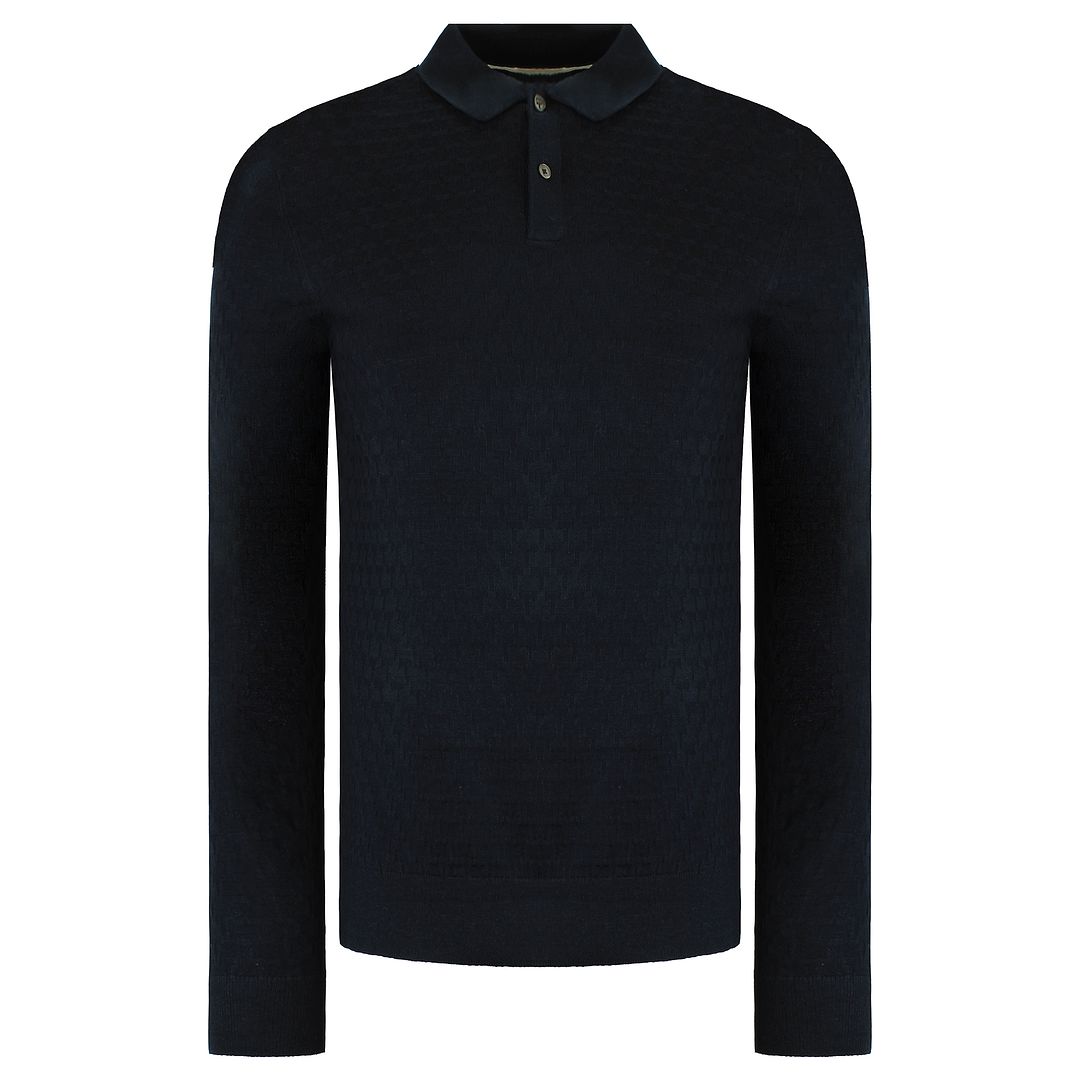 Ted Baker Morar Mens Navy Knitted Polo Shirt