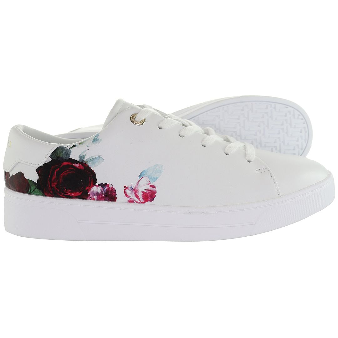 Ted Baker Artile Rose Print Womens White Trainers