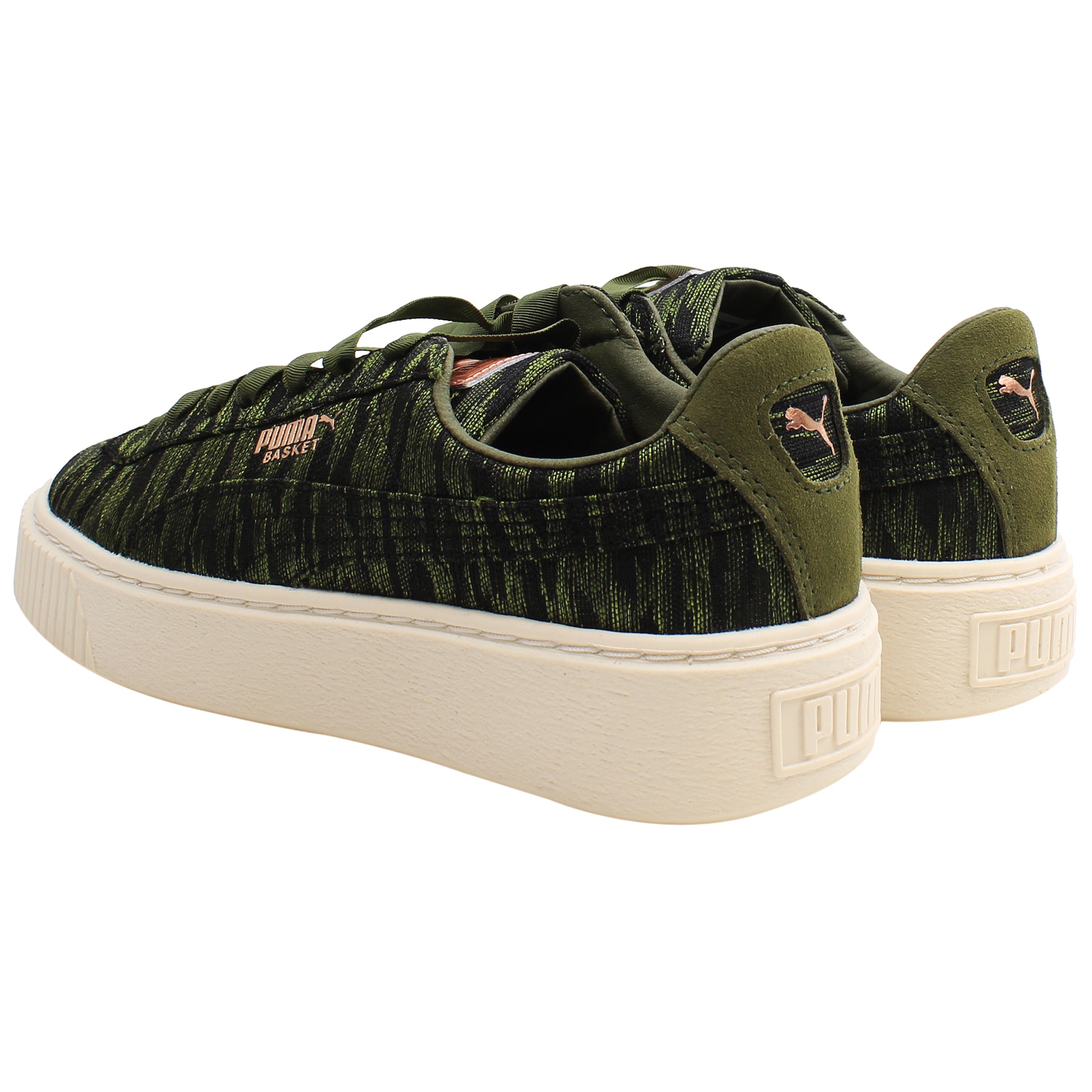 Puma Basket Womens Olive Platform Trainers