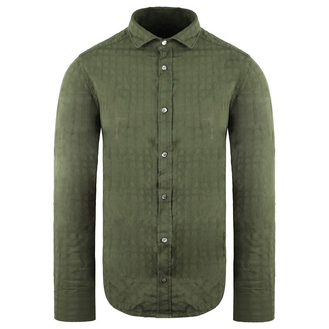 Emporio Armani Custom Fit Mens Green Shirt