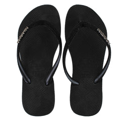 Havaianas Slim Glitter Womens Black Flip-Flops