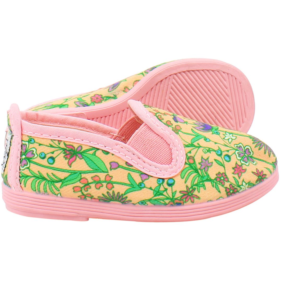 Flossy Style Denia Kids Pink/Green Plimsolls