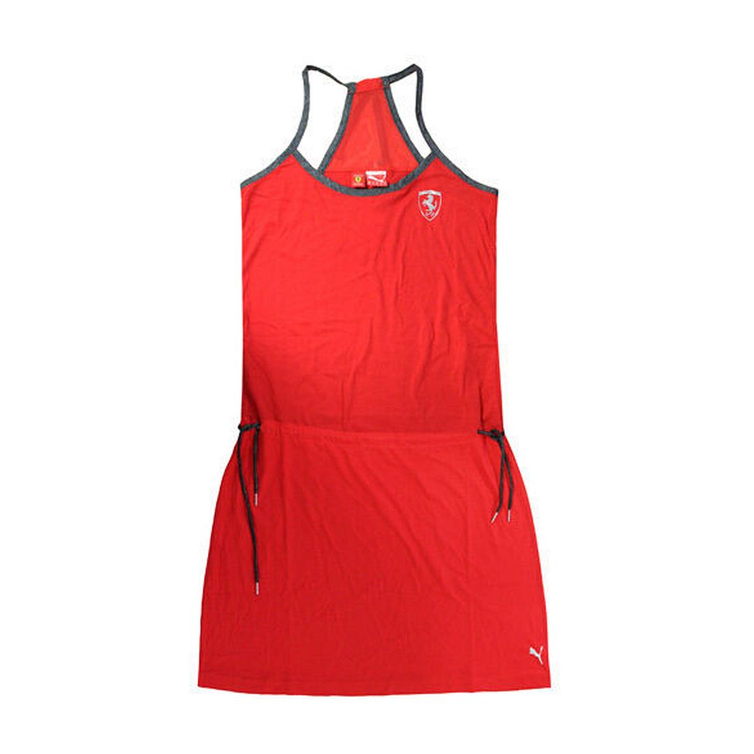 Puma Scuderia Ferrari Sleeveless Round Neck Red Womens Drawstring Dress 566037 02