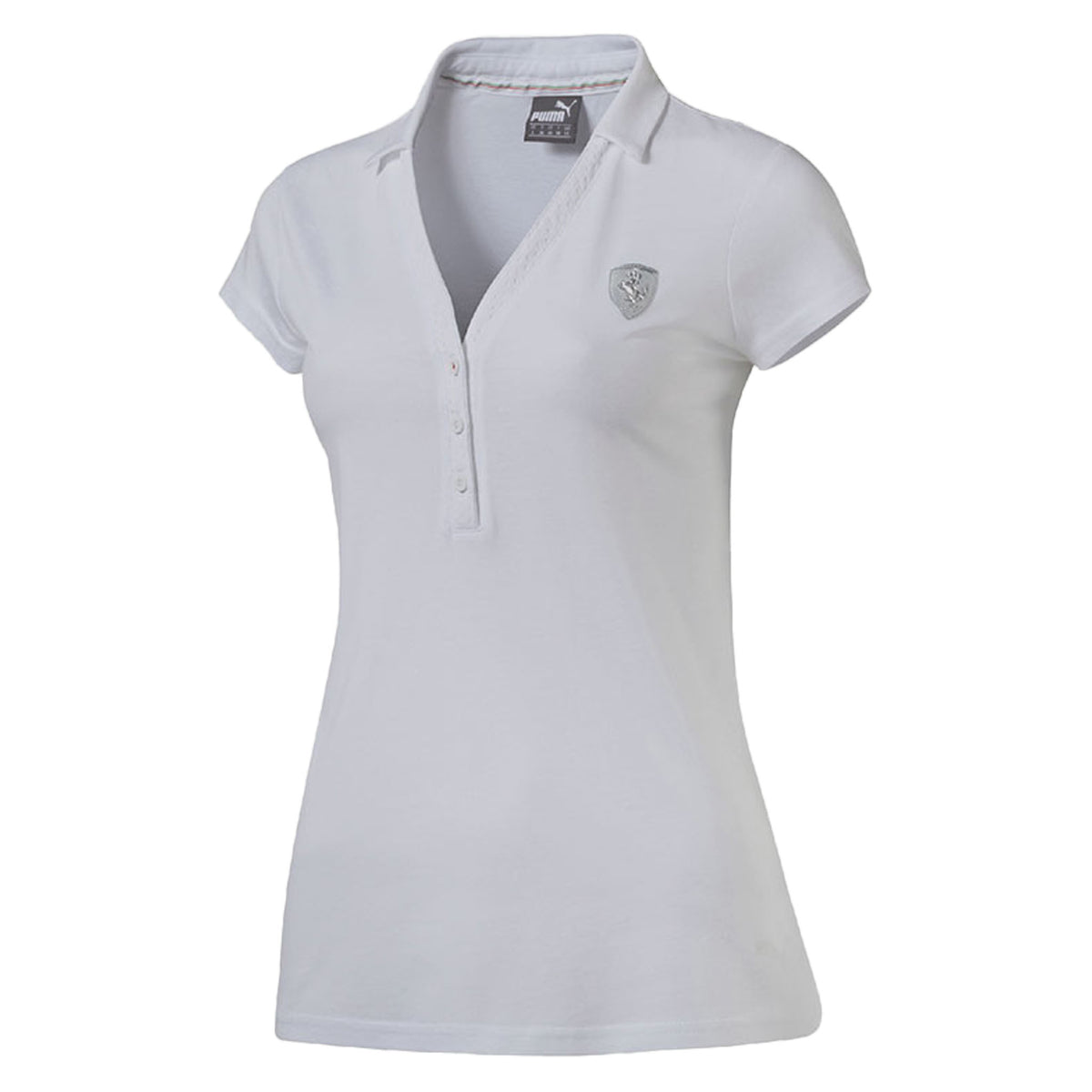 Puma Ferrari Short Sleeve Collared White Womens Polo Shirt 570691 03