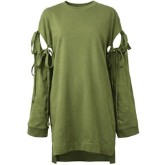 Puma x Rihanna Fenty Staggered Hem Womens Green Sweater