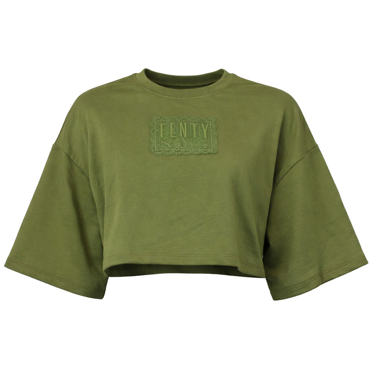 Puma x Rihanna Fenty Crew Neck Womens Green Crop Top
