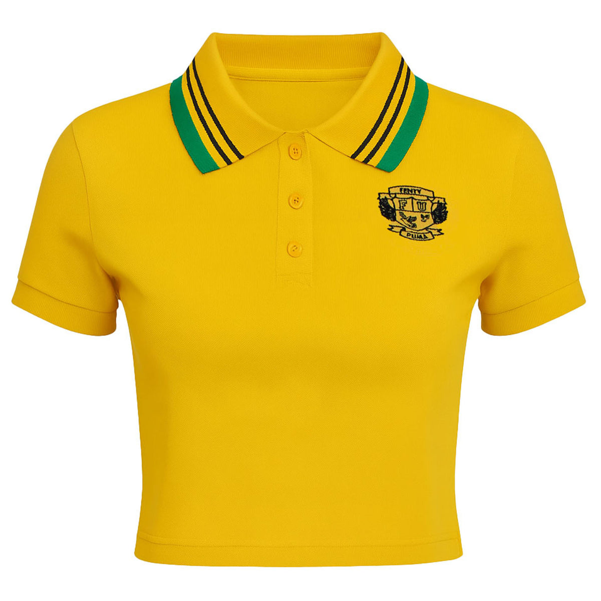 Puma x Rihanna Fenty Cropped Womens Yellow Polo Shirt
