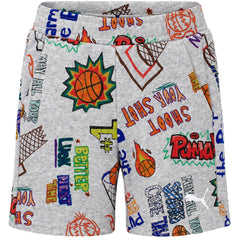 Puma HOOPS AOP Kids Grey Shorts
