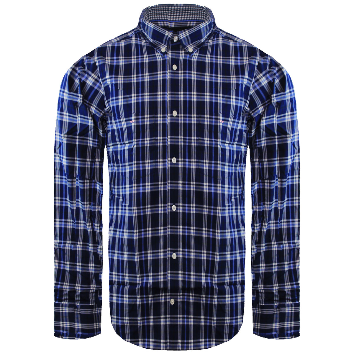 Eden Park Paris Checkered Mens Blue Shirt