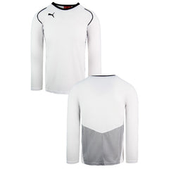 Puma V5.08 Long Sleeve Shirt V-Neck White Black Junior Football Tee 700472 04