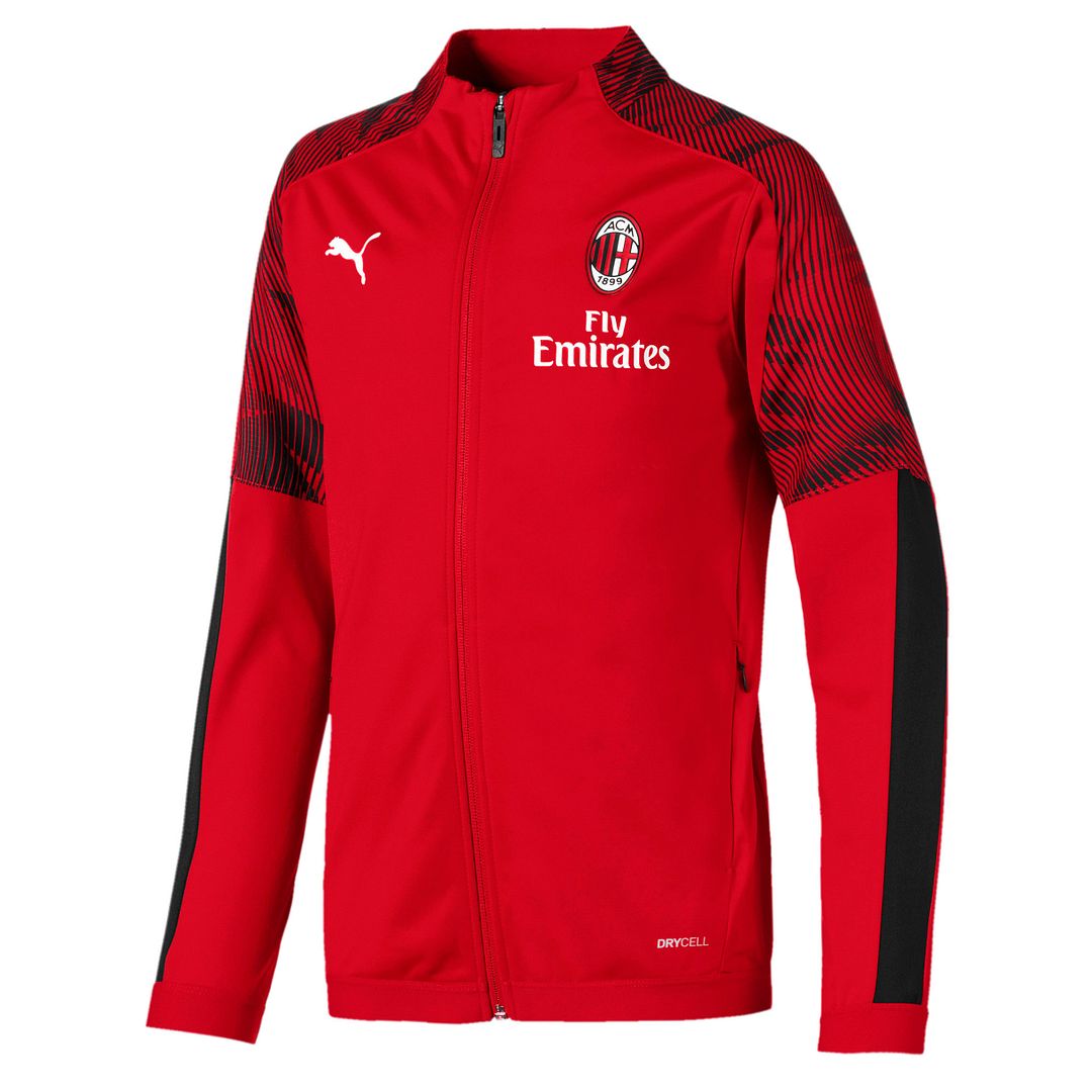 Puma AC Milan Long Sleeve Zip Up Red/Black Kids Track Jacket 756155 01