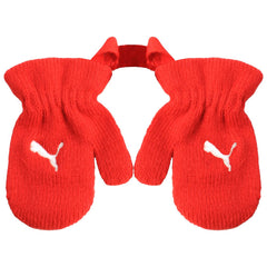 Puma SF Ferrari Mini Cats Rosso Corsa Mittens Scarf Hat Kids Set