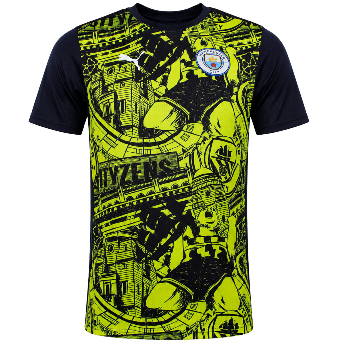 Puma Manchester City Prematch Mens Yellow Football Jersey
