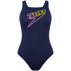 Speedo Printed Medalist Womens Navy Swimsuit