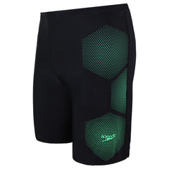 Speedo Tech Placement Jammer Printed Black Green Junior Swim Shorts 8 12411D712