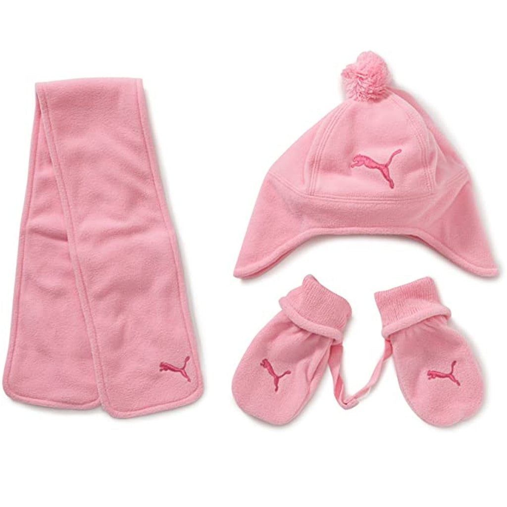 Puma Minicats Kids Pink Fleece Scarf Gloves Hat Set