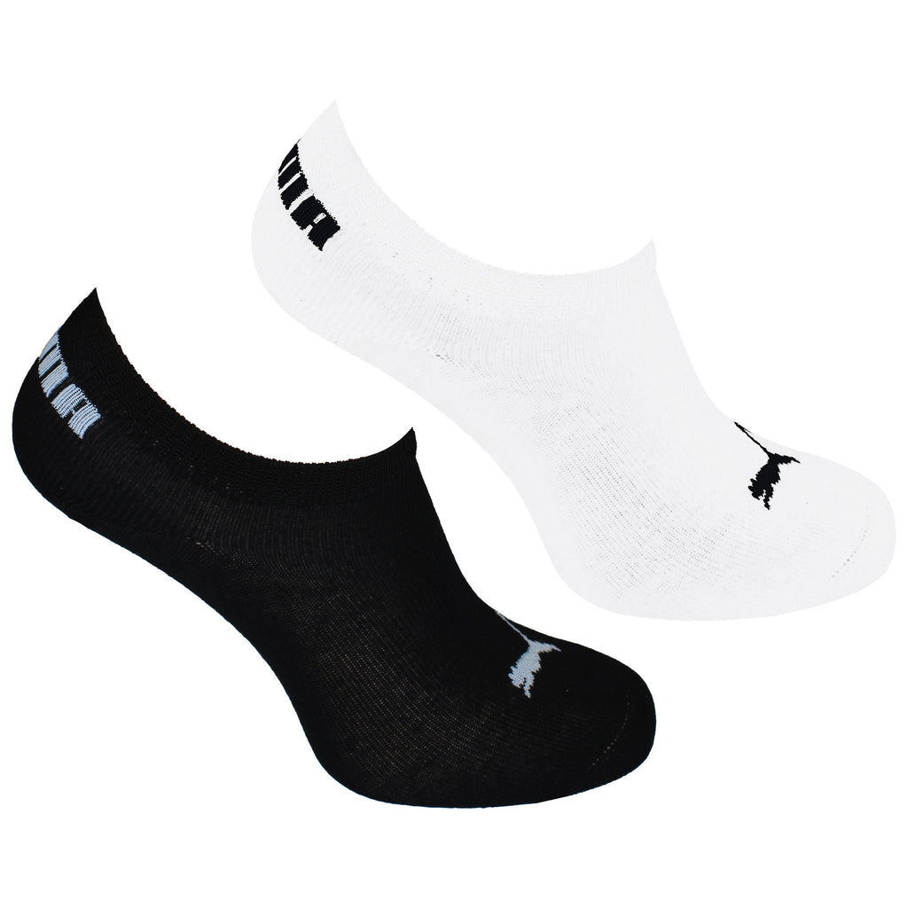 Puma 2-Pack Kids White/Black Invisible Socks