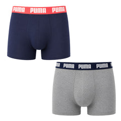 Puma 2-Pack Basic Mens Grey/Navy Boxer Shorts
