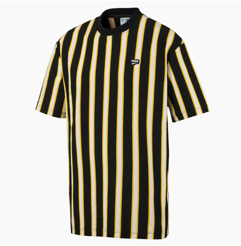 Puma Downtown Stripe Mens Black/Yellow T-Shirt