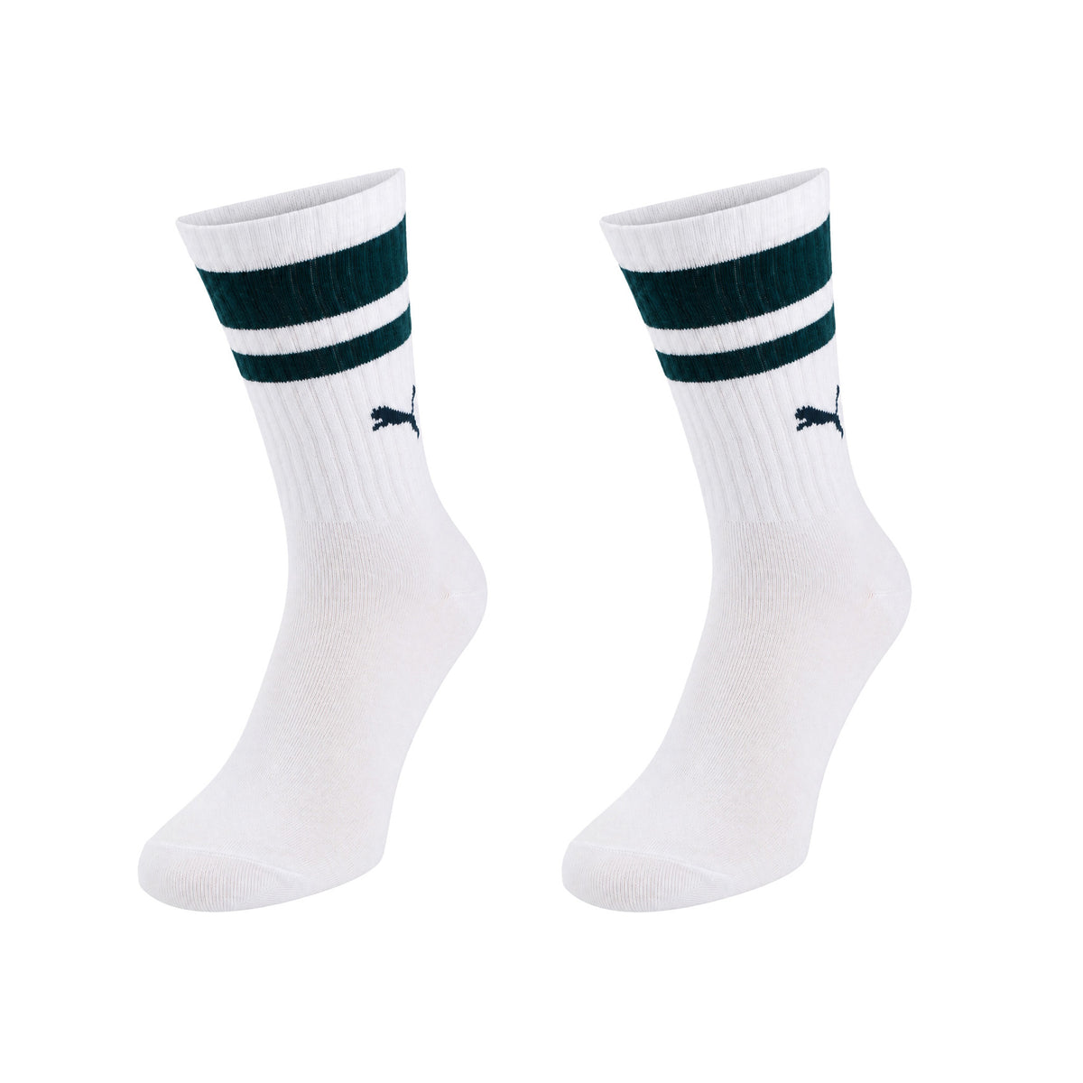 Puma 2-Pack U White/Green Crew Socks