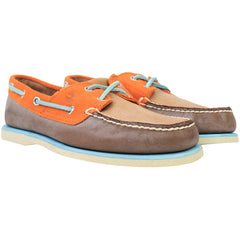 Timberland Premium Mens Brown/Orange Boat Shoes