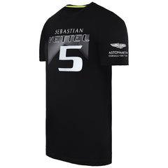 Aston Martin F1 Sebastian Vettel Driver Mens Black T-Shirt