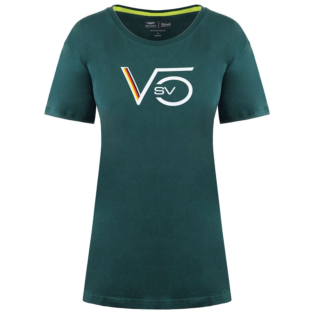 Aston Martin F1 Seabastian Vettel Driver Womens Green T-Shirt