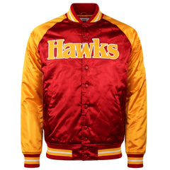 Mitchell & Ness NBA Atlanta Hawks Tough Season Mens Yellow Satin Jacket