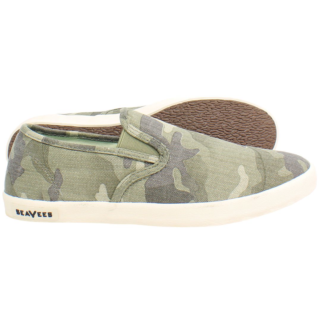 Seavees Baja Saltwash Womens Green Plimsolls