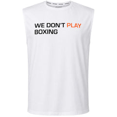 BoxRaw We Don't Play Boxing Mens White Muscle Vest