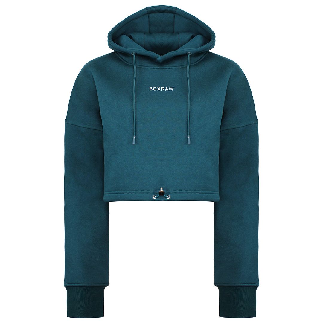 BoxRaw Johnson Womens Teal Cropped Hoodie