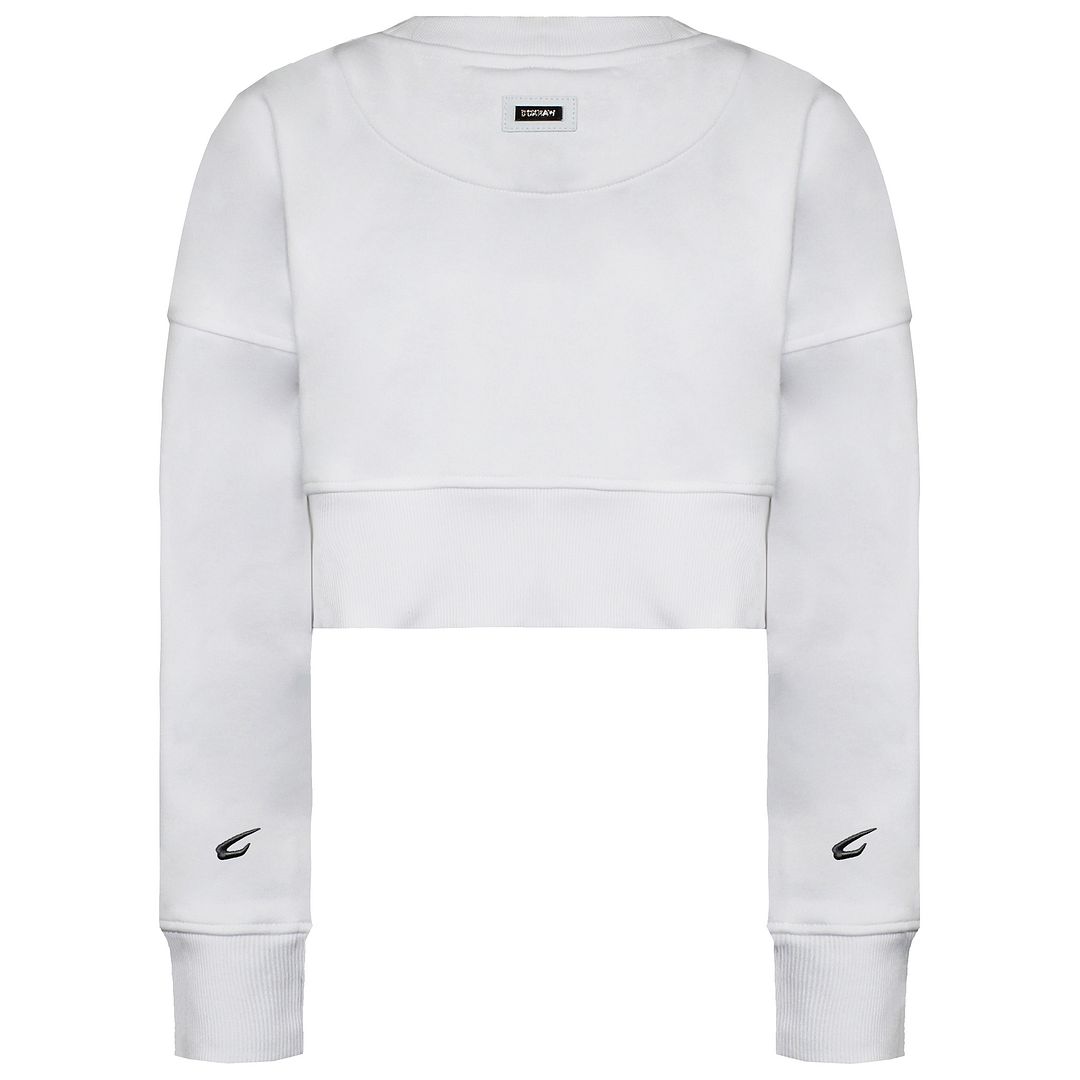 BoxRaw Johnson Womens White Cropped Sweatshirt