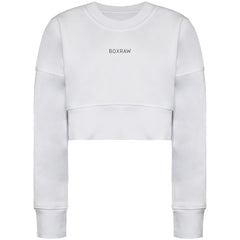 BoxRaw Johnson Womens White Cropped Sweatshirt