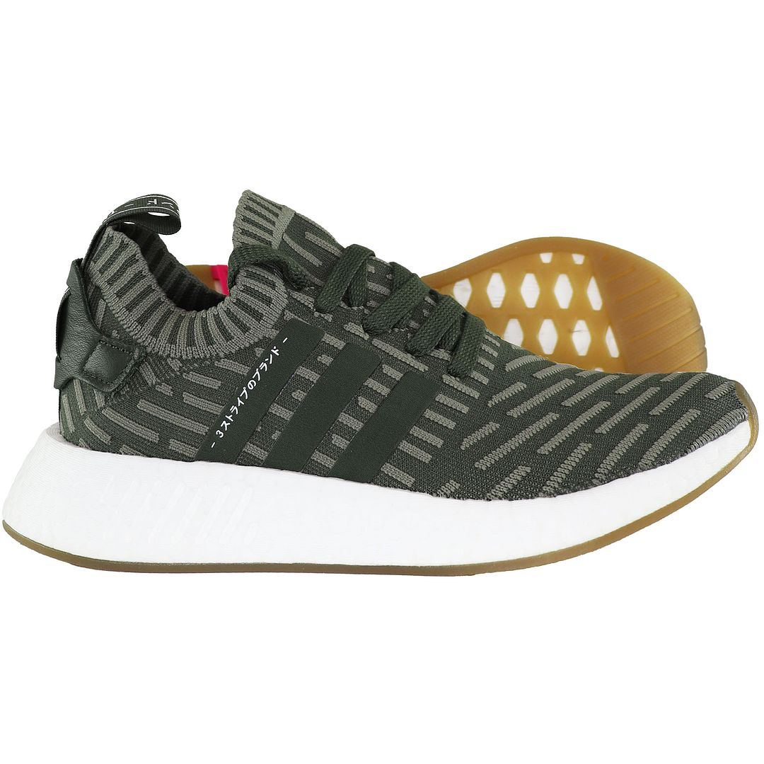 Adidas NMD_R2 Primeknit Lace-Up Green Synthetic Womens Running Trainers