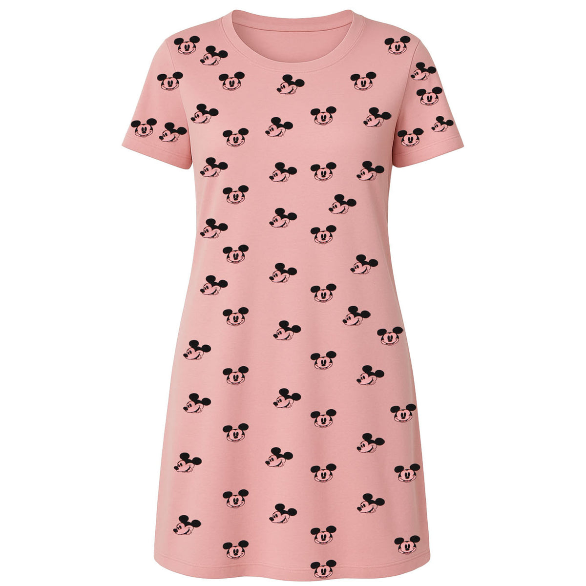 Disney Mickey Head AOP Womens Pink Sleep T-Shirt