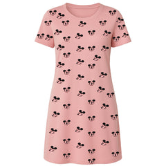 Disney Mickey Head AOP Womens Pink Sleep T-Shirt