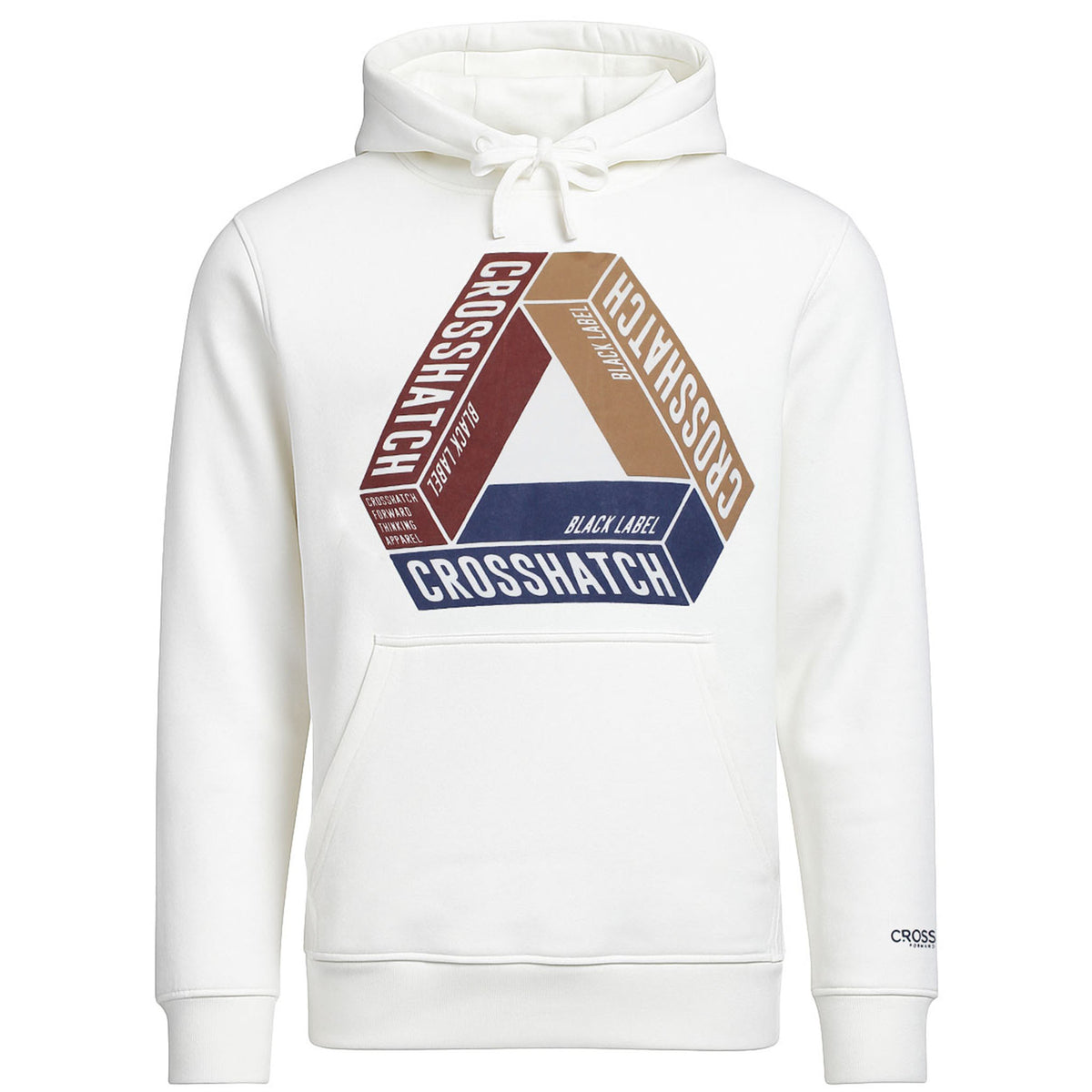 Crosshatch Chest Print Mens Off White Hoodie