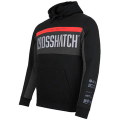 Crosshatch Panel Mens Black Hoodie