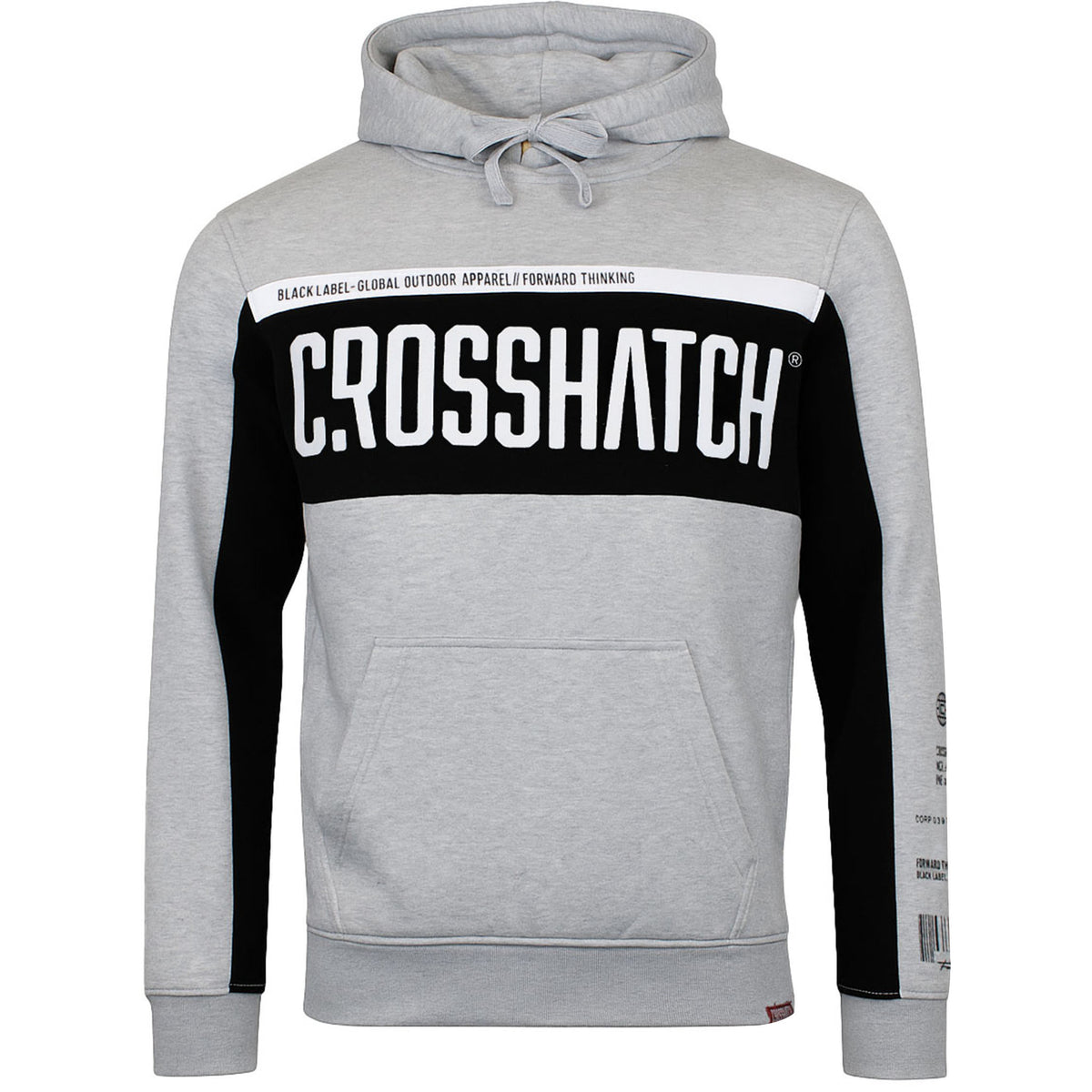 Crosshatch Panel Mens Grey Hoodie