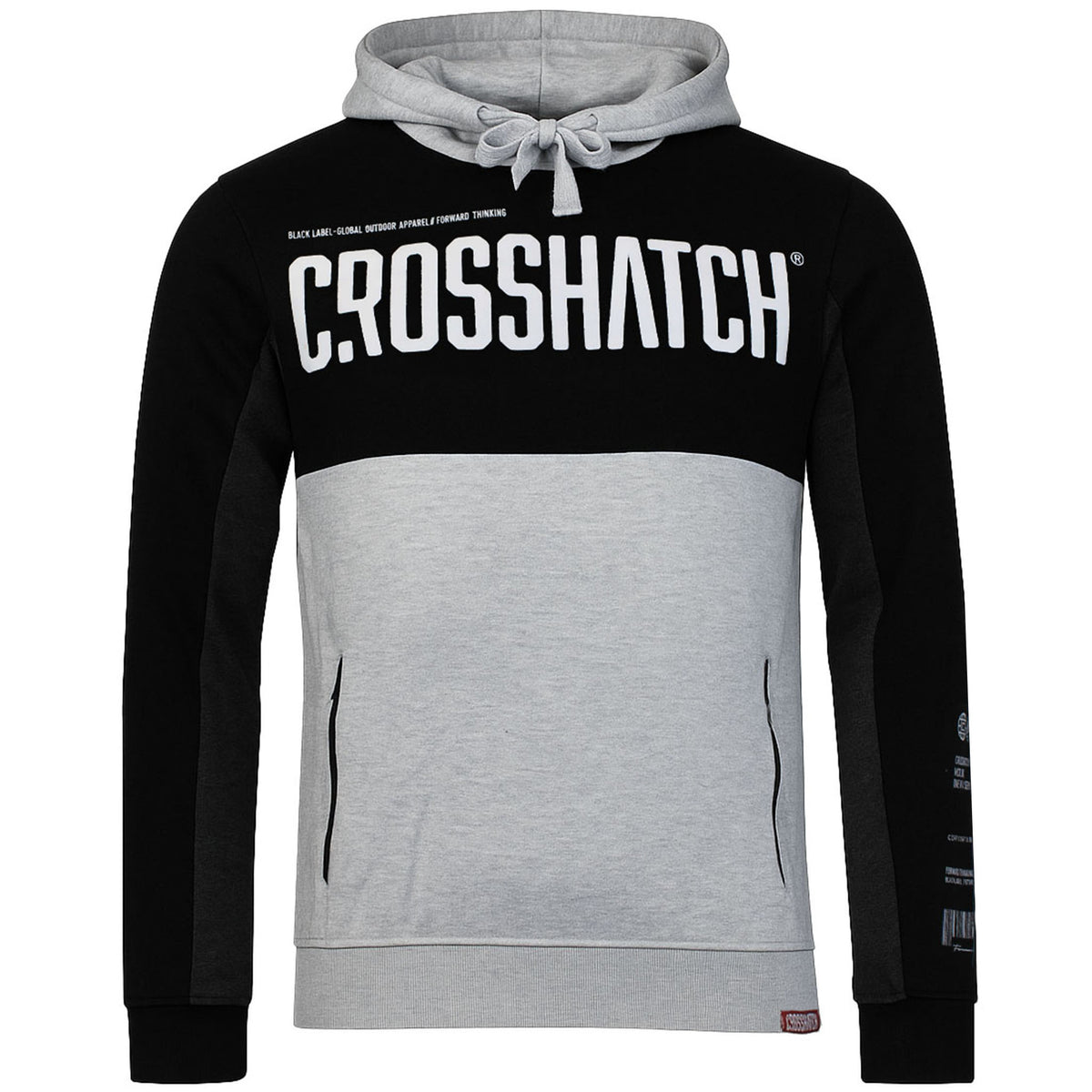 Crosshatch Compounds Panel Mens Black/Grey Hoodie
