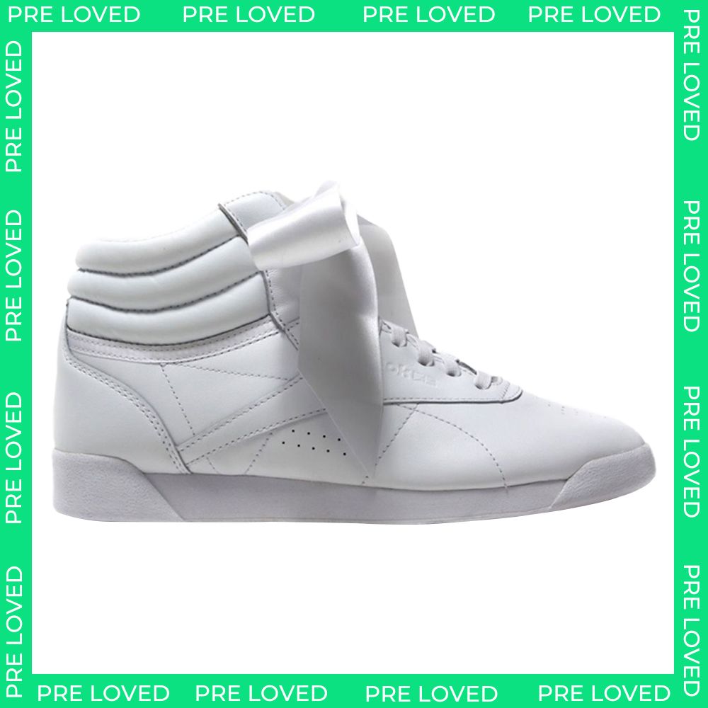 Reebok Freestyle High Satin Bow Womens White Trainers DIRTY