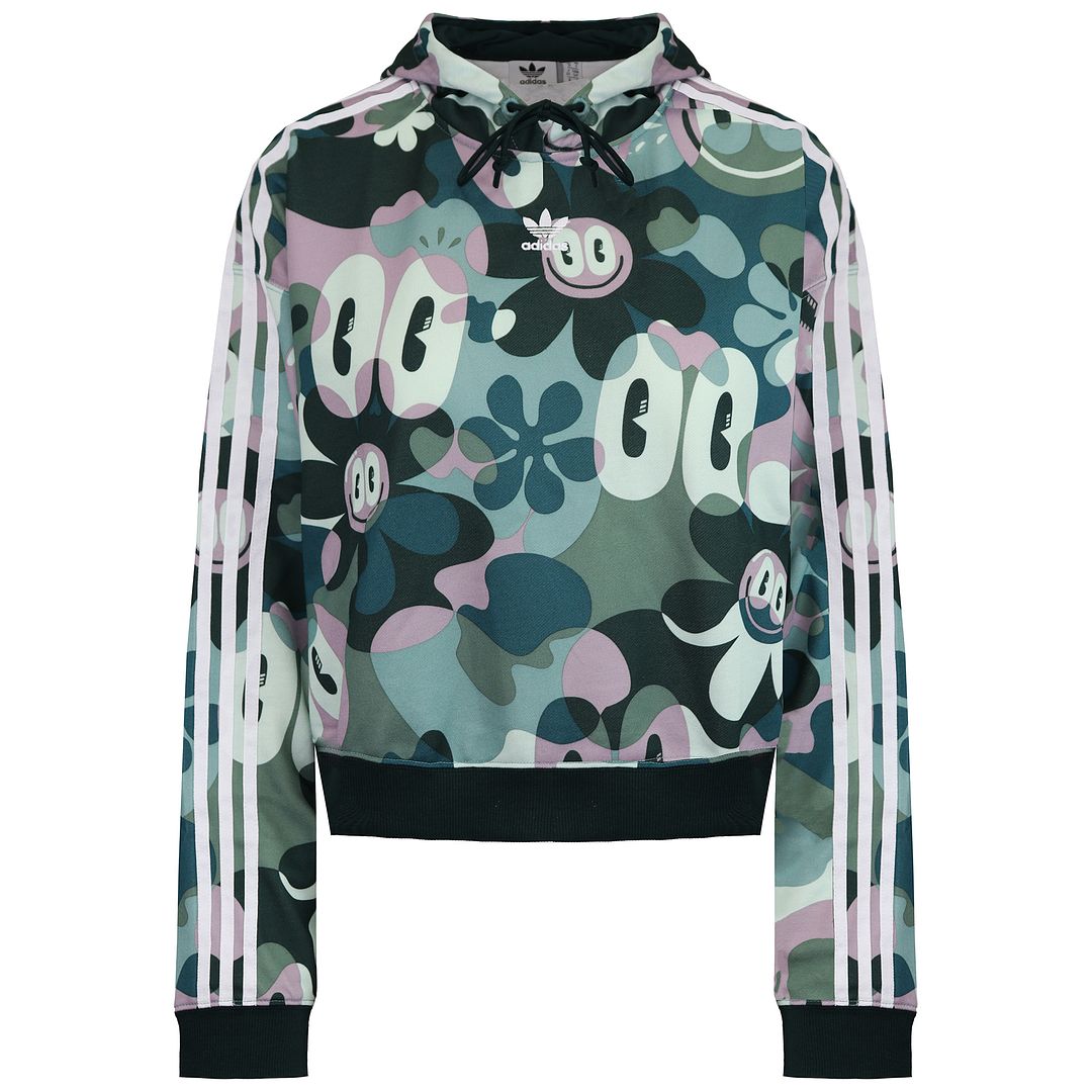 Adidas Printed Womens Green Cropped Hoodie