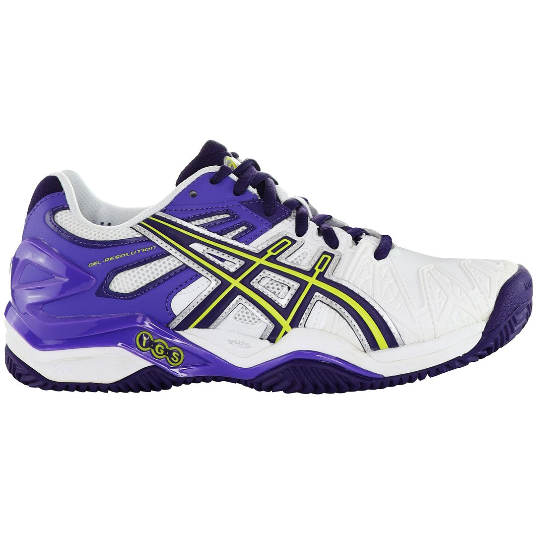 Asics Gel-Resolution 5 Clay Womens White/Purple Tennis Trainers