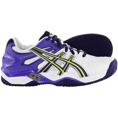 Asics Gel-Resolution 5 Clay Womens White/Purple Tennis Trainers