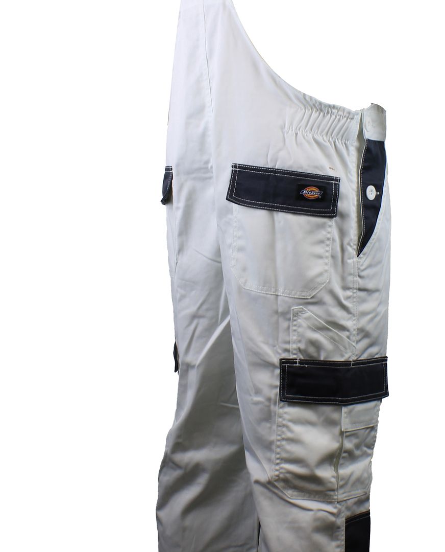 Dickies Everyday Bib & Brace White Mens Work Dungarees - 36R - Marks