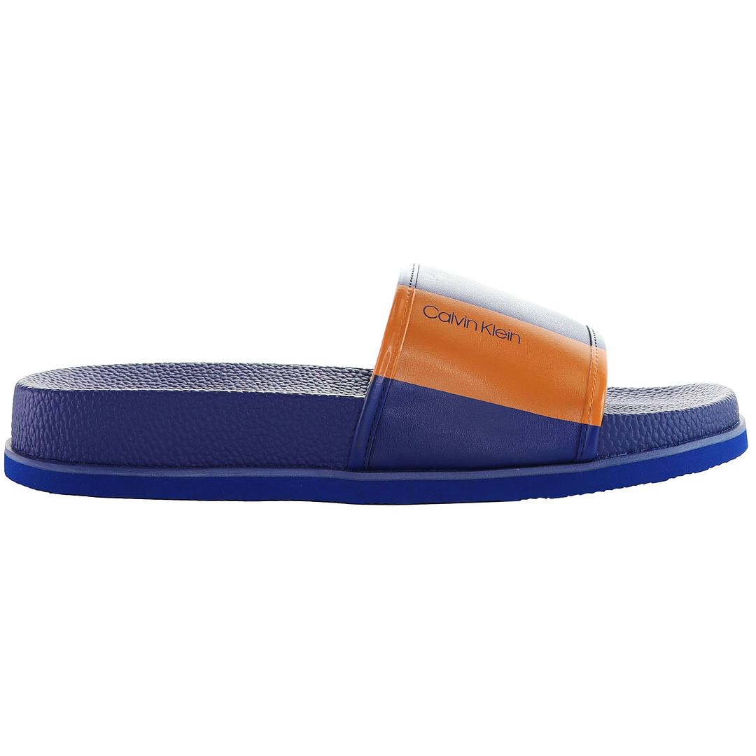 Calvin Klein Mackee Mens Blue Sliders