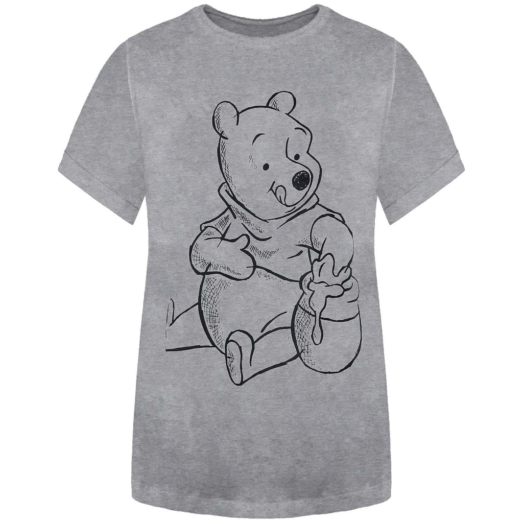 Disney Winnie The Pooh Sketch Womens Grey T-Shirt