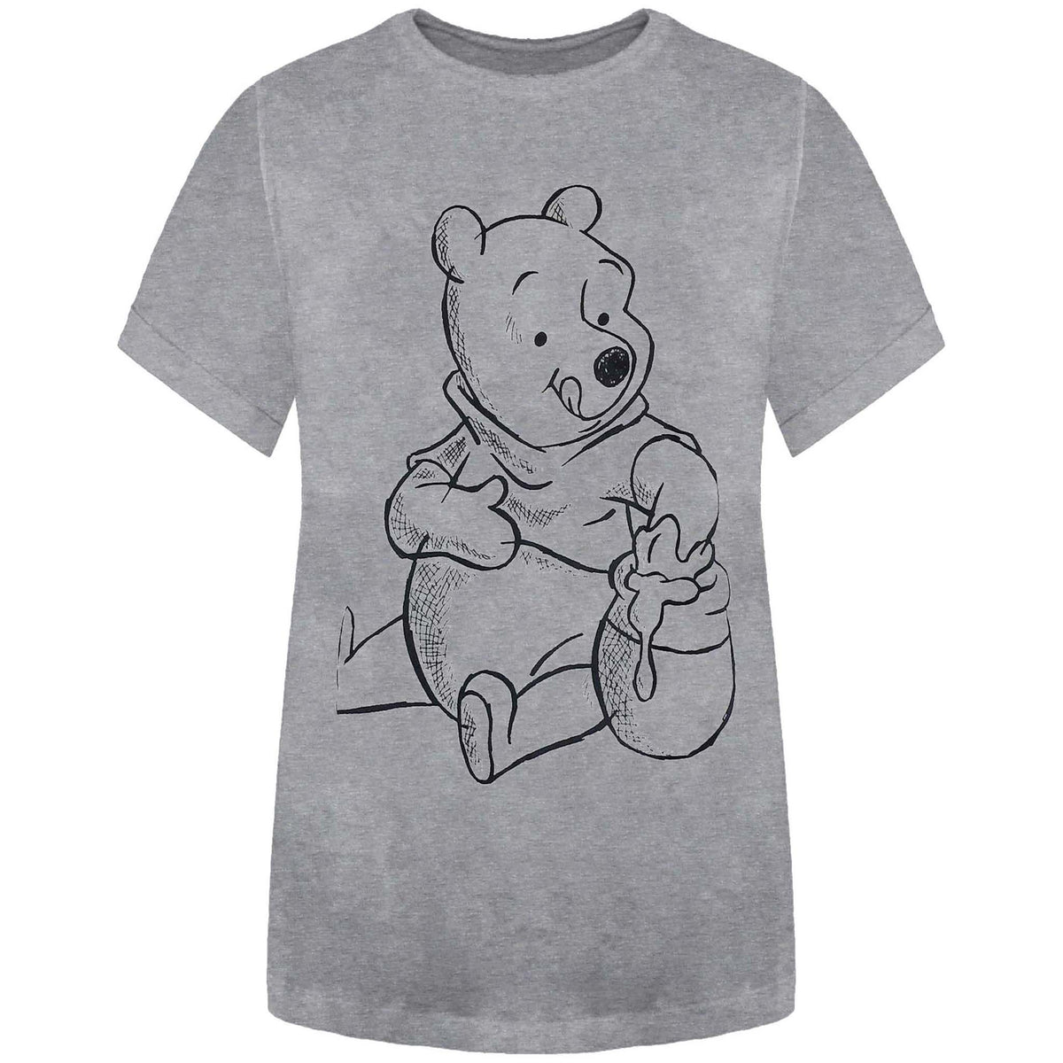 Disney Winnie The Pooh Sketch Womens Grey T-Shirt