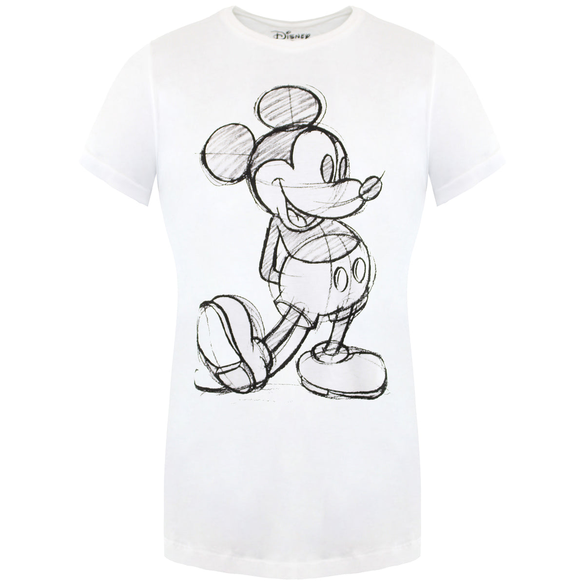 Disney Mickey Mouse Sketch Drawing Womens White T-Shirt