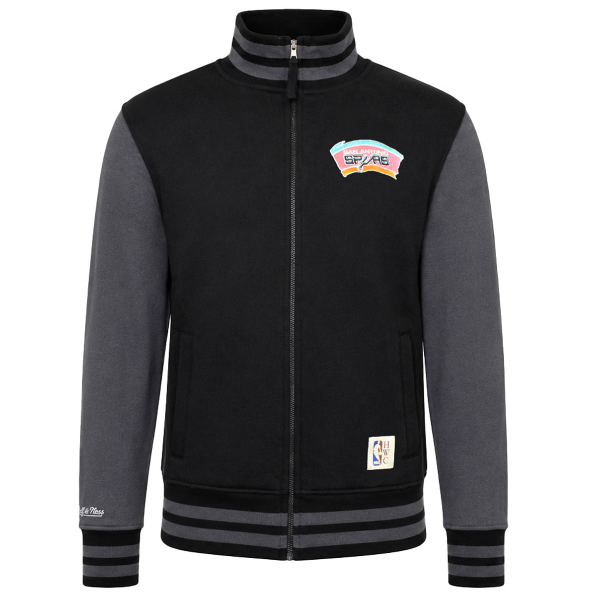 Mitchell & Ness NBA San Antonio Spurs Mens Black/Grey Varsity Jacket